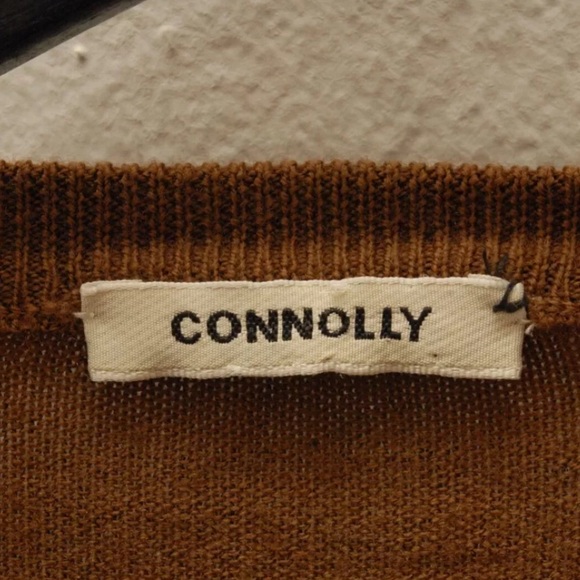 Connolly England Mustard Brown crewneck 100% Merino Wool Sweater 54 Size Large L - Picture 3 of 12